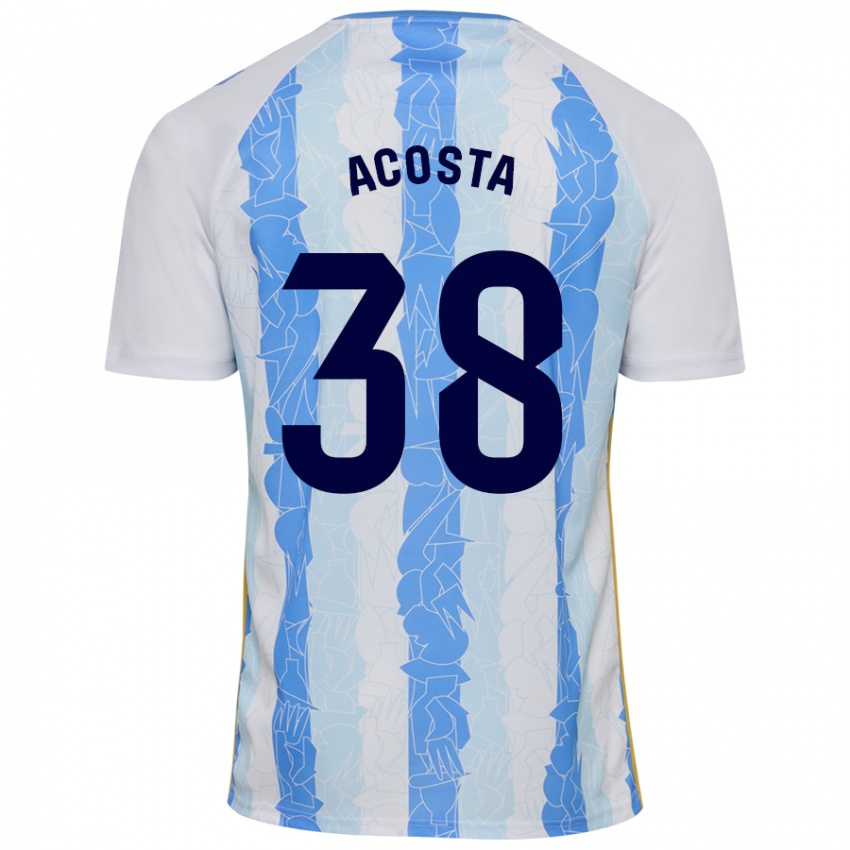 Niño Camiseta Judith Acosta #38 Blanco Azul 1ª Equipación 2024/25 La Camisa