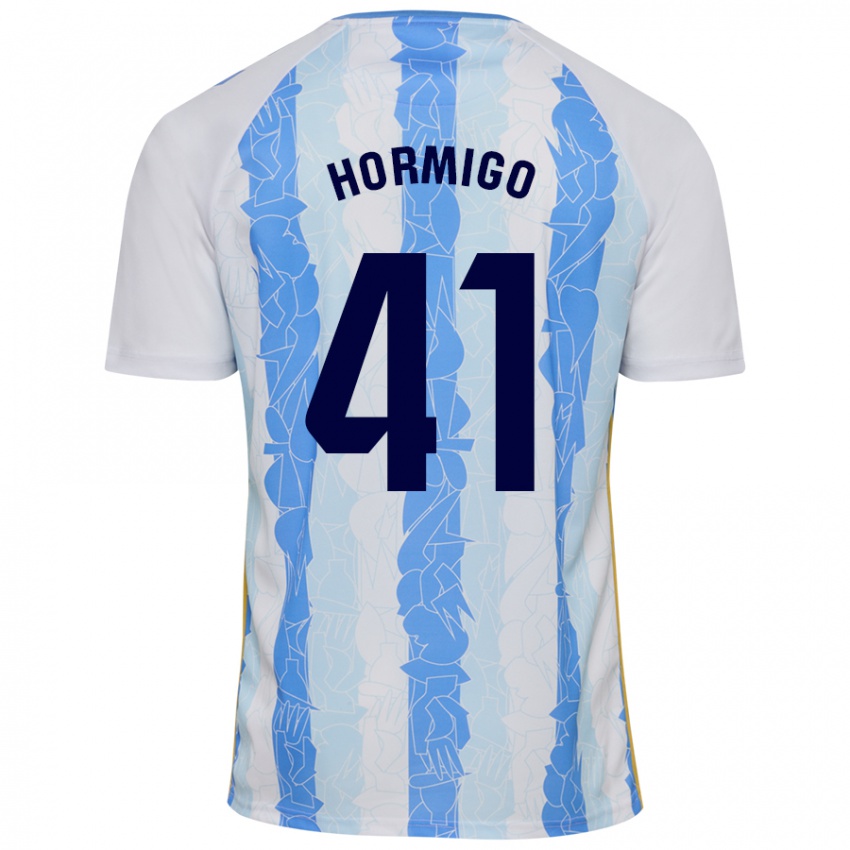 Niño Camiseta Cintia Hormigo #41 Blanco Azul 1ª Equipación 2024/25 La Camisa