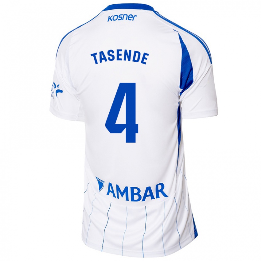 Niño Camiseta Dani Tasende #4 Rojo Blanco 1ª Equipación 2024/25 La Camisa