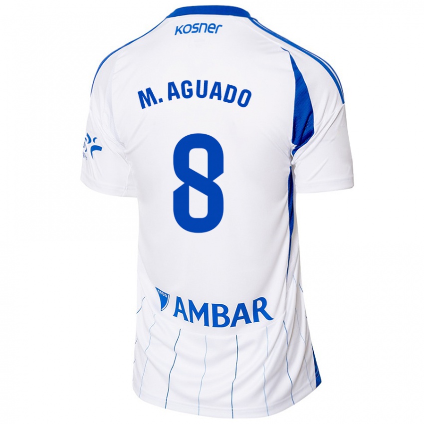 Niño Camiseta Marc Aguado #8 Rojo Blanco 1ª Equipación 2024/25 La Camisa