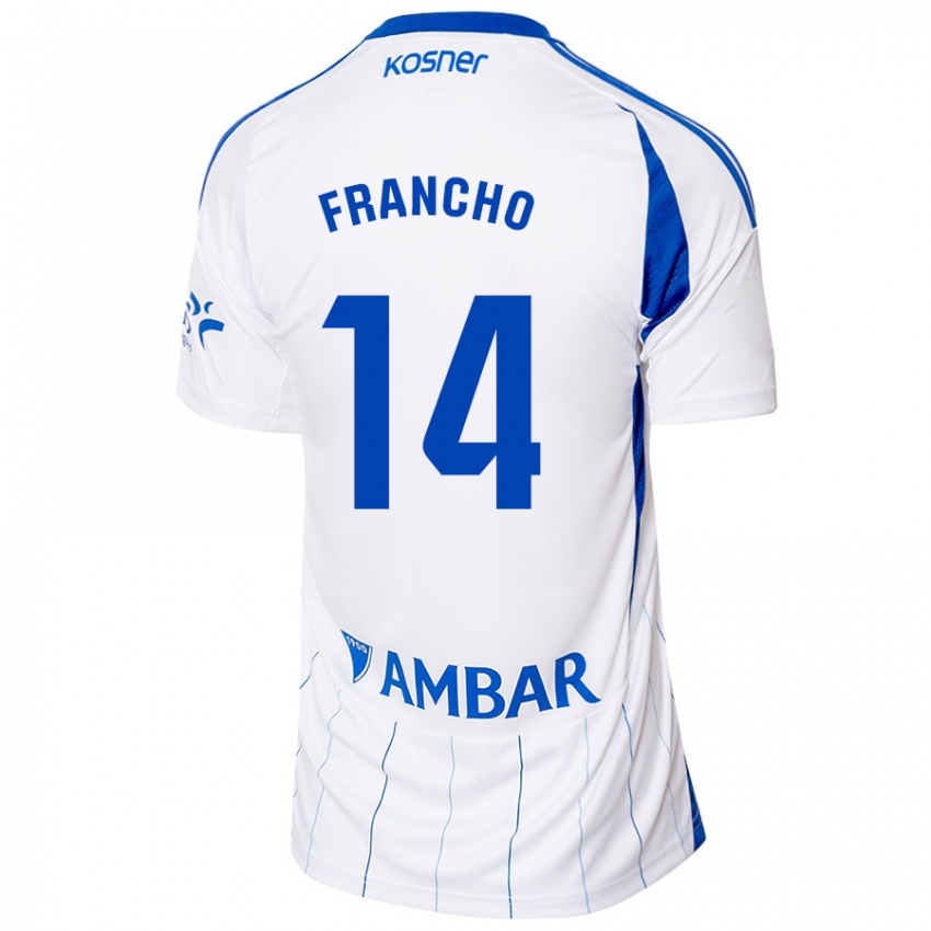 Niño Camiseta Francho Serrano #14 Rojo Blanco 1ª Equipación 2024/25 La Camisa