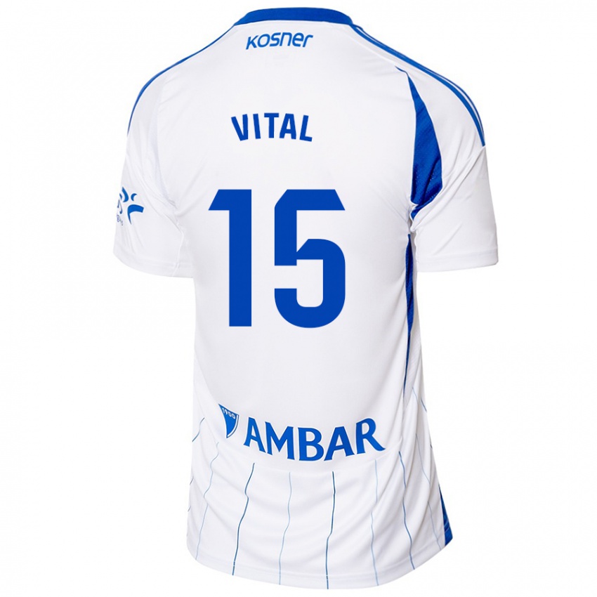 Niño Camiseta Bernardo Vital #15 Rojo Blanco 1ª Equipación 2024/25 La Camisa