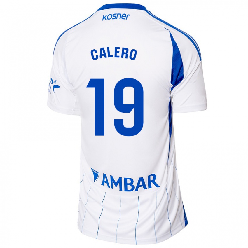 Niño Camiseta Iván Calero #19 Rojo Blanco 1ª Equipación 2024/25 La Camisa