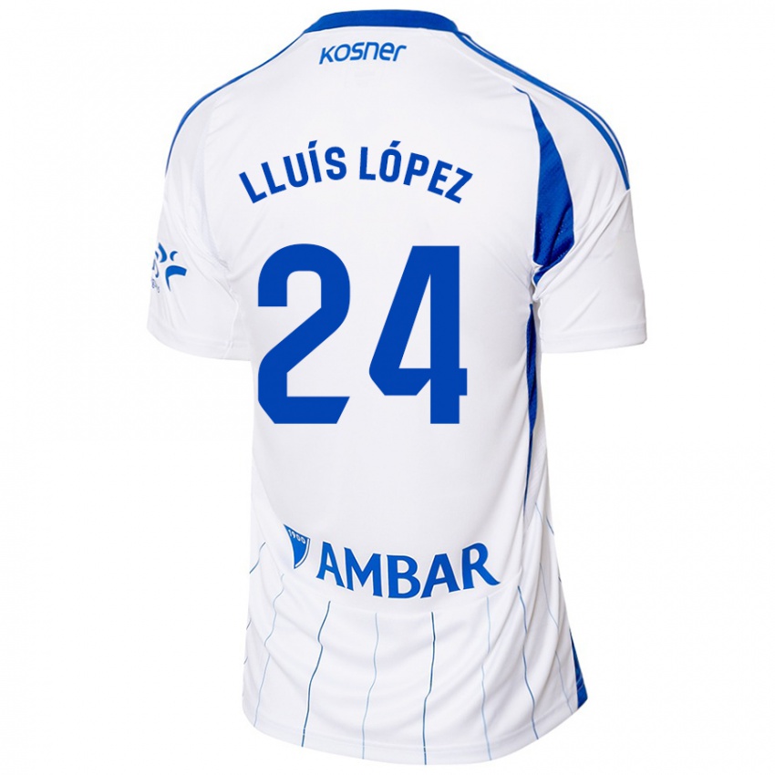 Niño Camiseta Lluís López #24 Rojo Blanco 1ª Equipación 2024/25 La Camisa