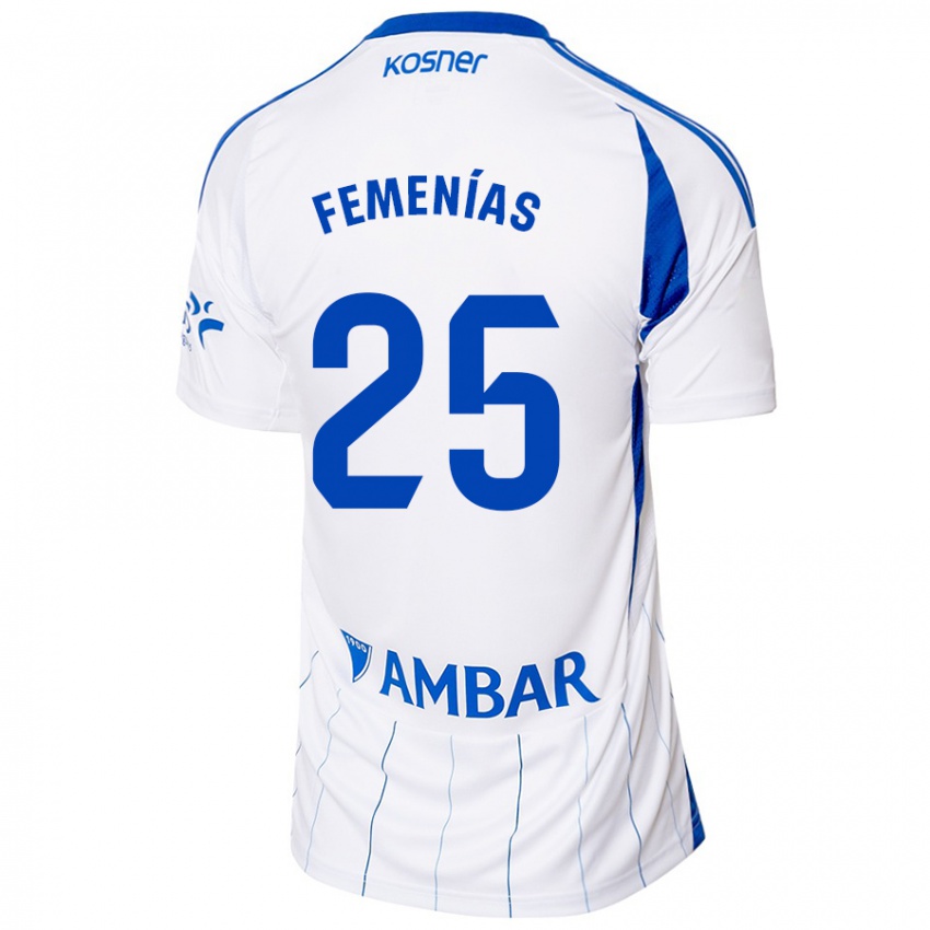 Niño Camiseta Joan Femenías #25 Rojo Blanco 1ª Equipación 2024/25 La Camisa