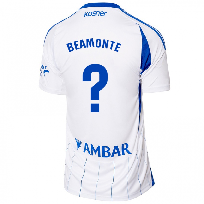 Niño Camiseta Adrián Beamonte #0 Rojo Blanco 1ª Equipación 2024/25 La Camisa