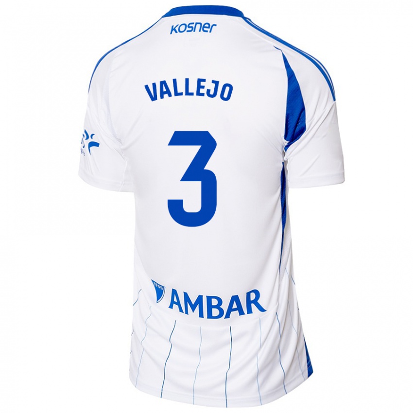 Niño Camiseta Jaime Vallejo #3 Rojo Blanco 1ª Equipación 2024/25 La Camisa