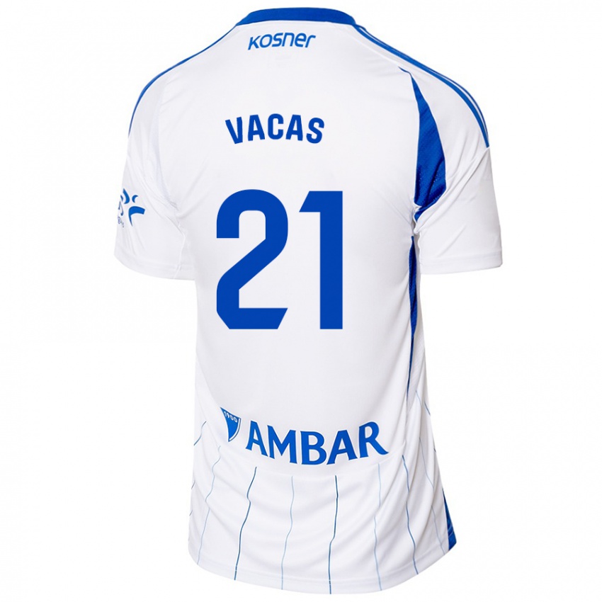 Niño Camiseta Óscar Vacas #21 Rojo Blanco 1ª Equipación 2024/25 La Camisa