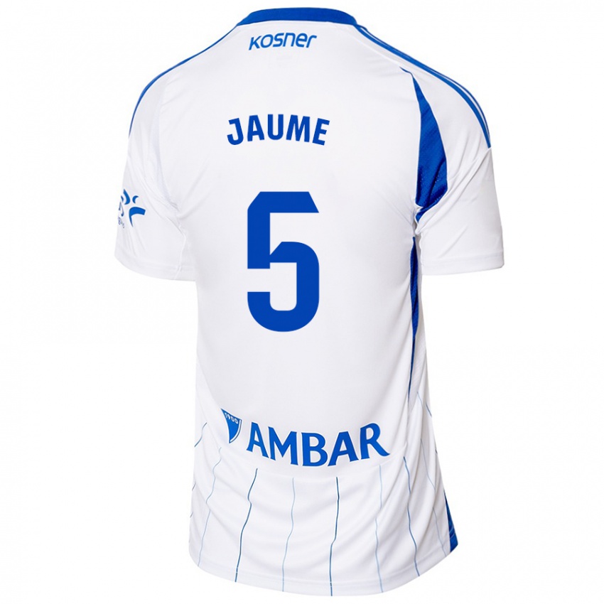 Niño Camiseta Jaume Grau #5 Rojo Blanco 1ª Equipación 2024/25 La Camisa