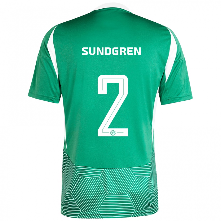 Niño Camiseta Daniel Sundgren #2 Verde Blanco 1ª Equipación 2024/25 La Camisa