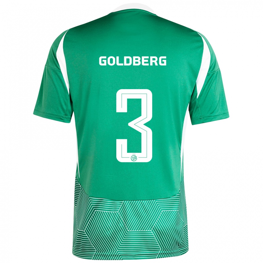 Niño Camiseta Shon Goldberg #3 Verde Blanco 1ª Equipación 2024/25 La Camisa