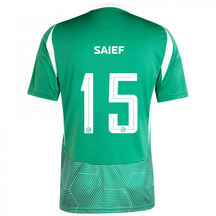 Niño Camiseta Kenny Saief #15 Verde Blanco 1ª Equipación 2024/25 La Camisa