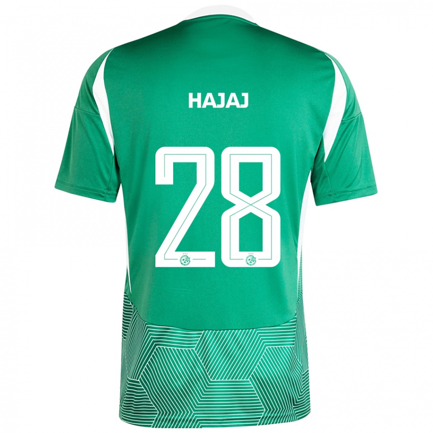 Niño Camiseta Ilay Hajaj #28 Verde Blanco 1ª Equipación 2024/25 La Camisa