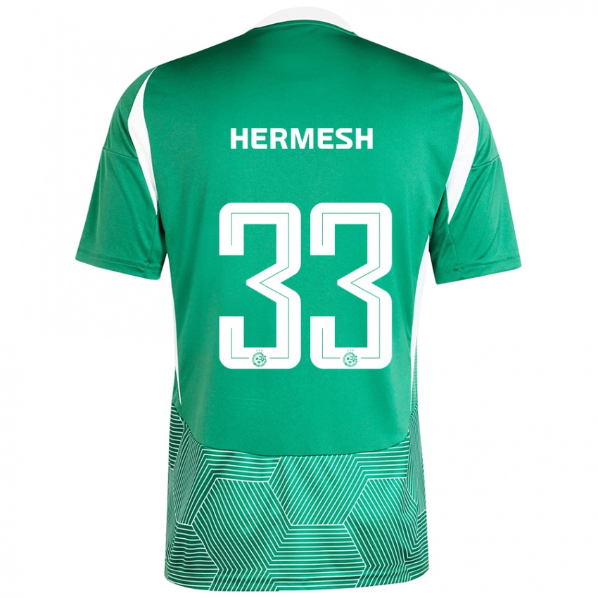 Niño Camiseta Liam Hermesh #33 Verde Blanco 1ª Equipación 2024/25 La Camisa