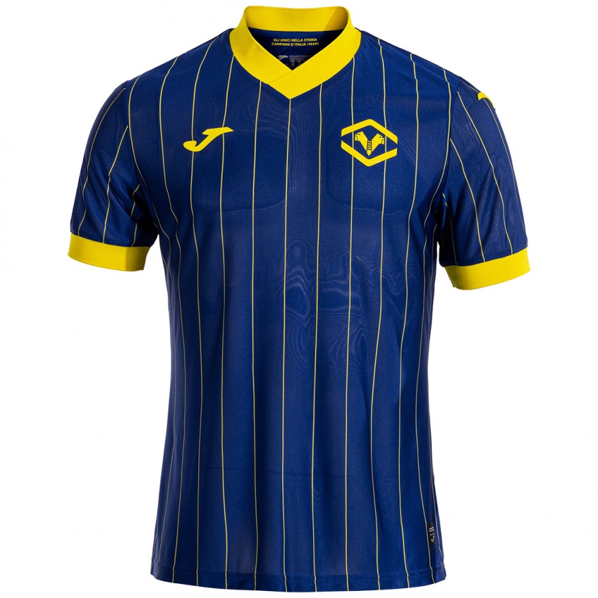 Niño Camiseta Davide De Battisti #19 Azul Amarillo 1ª Equipación 2024/25 La Camisa