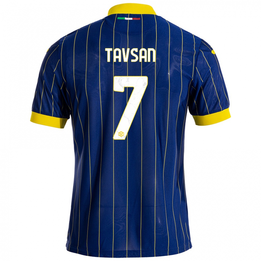 Niño Camiseta Elayis Tavsan #7 Azul Amarillo 1ª Equipación 2024/25 La Camisa