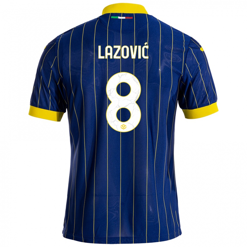 Niño Camiseta Darko Lazović #8 Azul Amarillo 1ª Equipación 2024/25 La Camisa