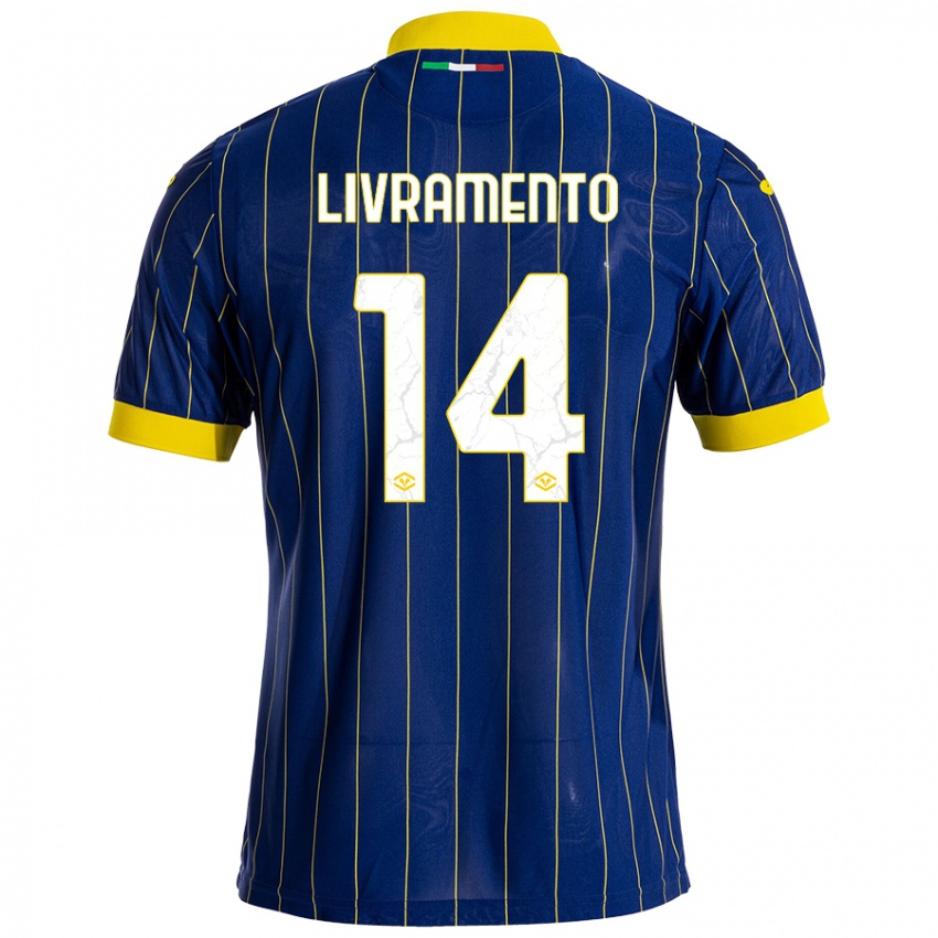 Niño Camiseta Dailon Rocha Livramento #14 Azul Amarillo 1ª Equipación 2024/25 La Camisa