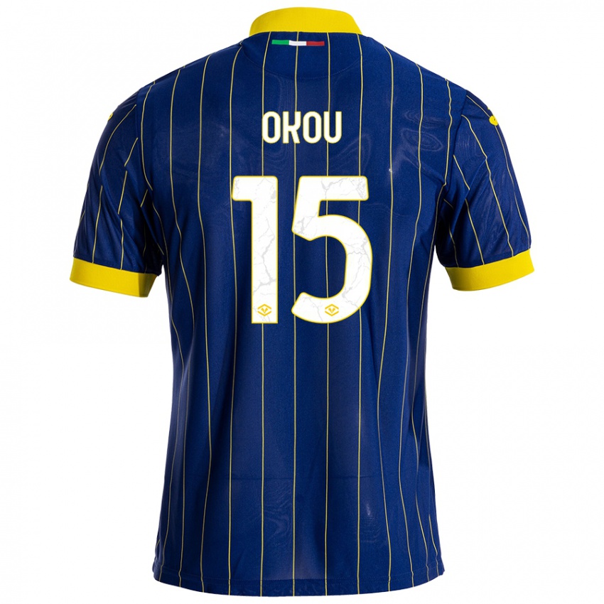 Niño Camiseta Yllan Okou #15 Azul Amarillo 1ª Equipación 2024/25 La Camisa