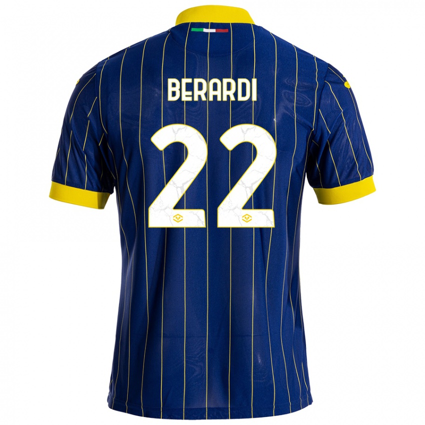 Niño Camiseta Alessandro Berardi #22 Azul Amarillo 1ª Equipación 2024/25 La Camisa