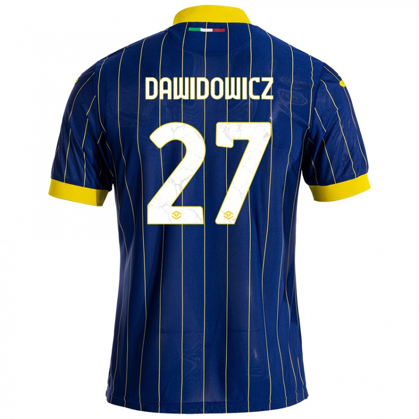 Niño Camiseta Pawel Dawidowicz #27 Azul Amarillo 1ª Equipación 2024/25 La Camisa