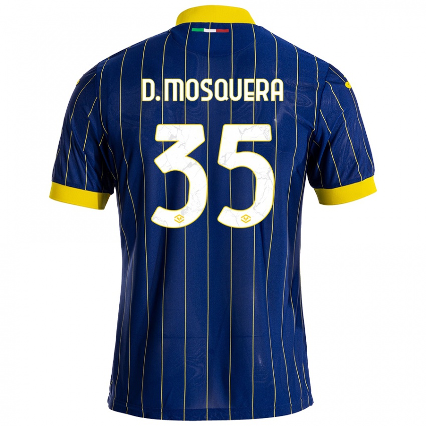 Niño Camiseta Daniel Mosquera #35 Azul Amarillo 1ª Equipación 2024/25 La Camisa