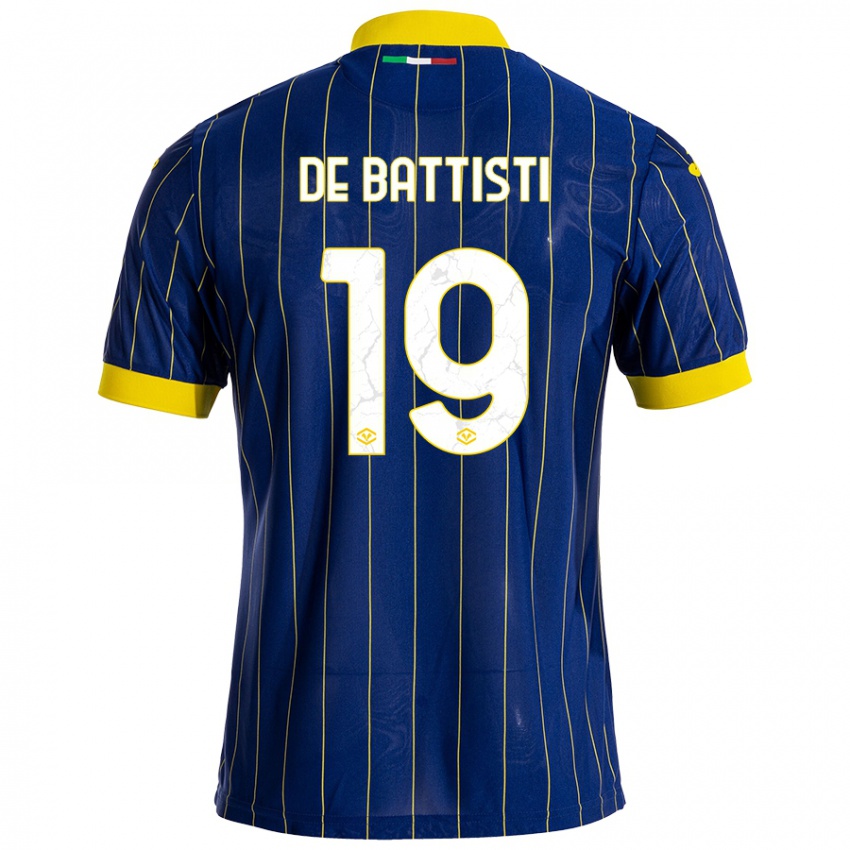 Niño Camiseta Davide De Battisti #19 Azul Amarillo 1ª Equipación 2024/25 La Camisa