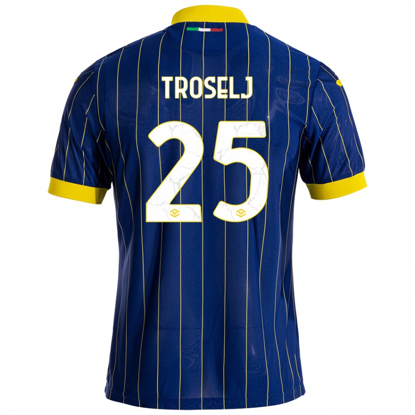 Niño Camiseta Ethan Troselj #25 Azul Amarillo 1ª Equipación 2024/25 La Camisa