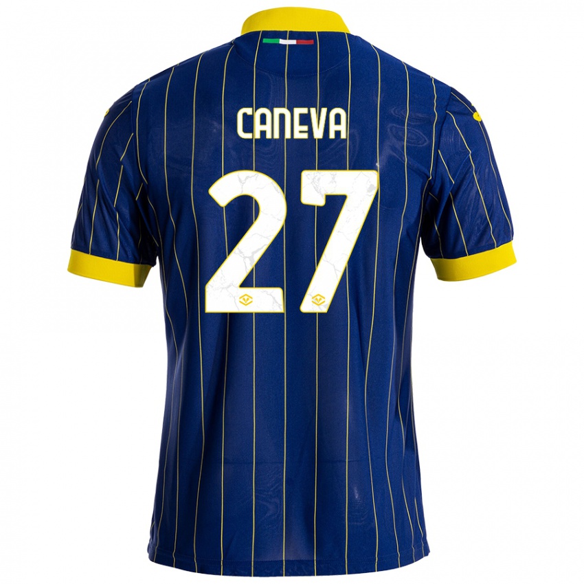 Niño Camiseta Elia Caneva #27 Azul Amarillo 1ª Equipación 2024/25 La Camisa