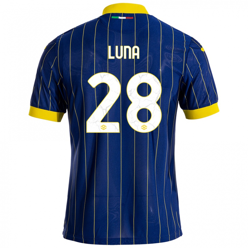 Niño Camiseta Agustín Luna #28 Azul Amarillo 1ª Equipación 2024/25 La Camisa