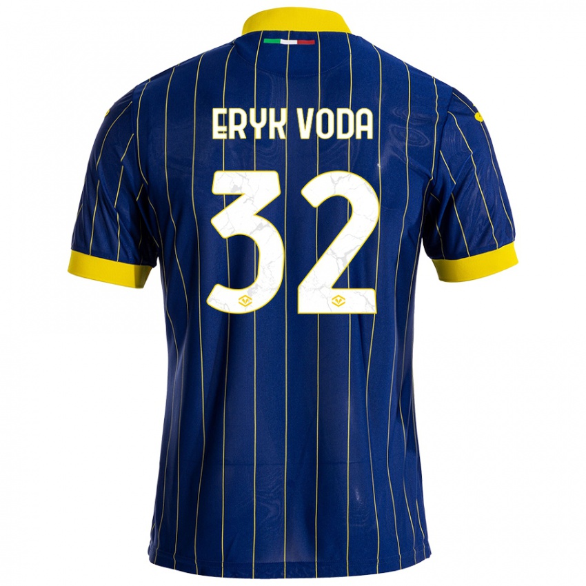 Niño Camiseta Andrei Eryk Voda #32 Azul Amarillo 1ª Equipación 2024/25 La Camisa