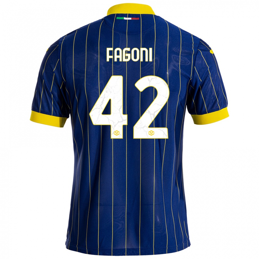 Niño Camiseta Marco Fagoni #42 Azul Amarillo 1ª Equipación 2024/25 La Camisa