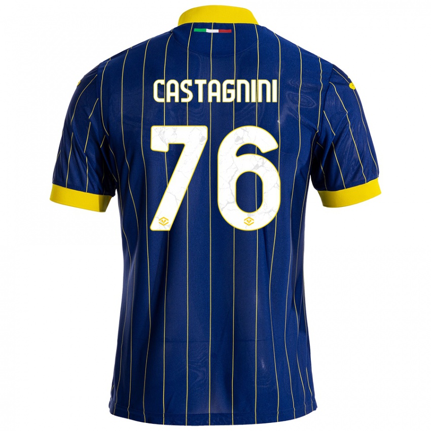 Niño Camiseta Mirko Castagnini #76 Azul Amarillo 1ª Equipación 2024/25 La Camisa