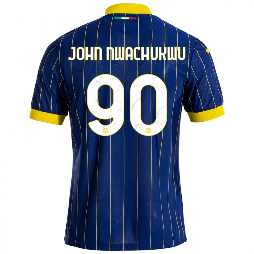 Niño Camiseta Samuel John Nwachukwu #90 Azul Amarillo 1ª Equipación 2024/25 La Camisa