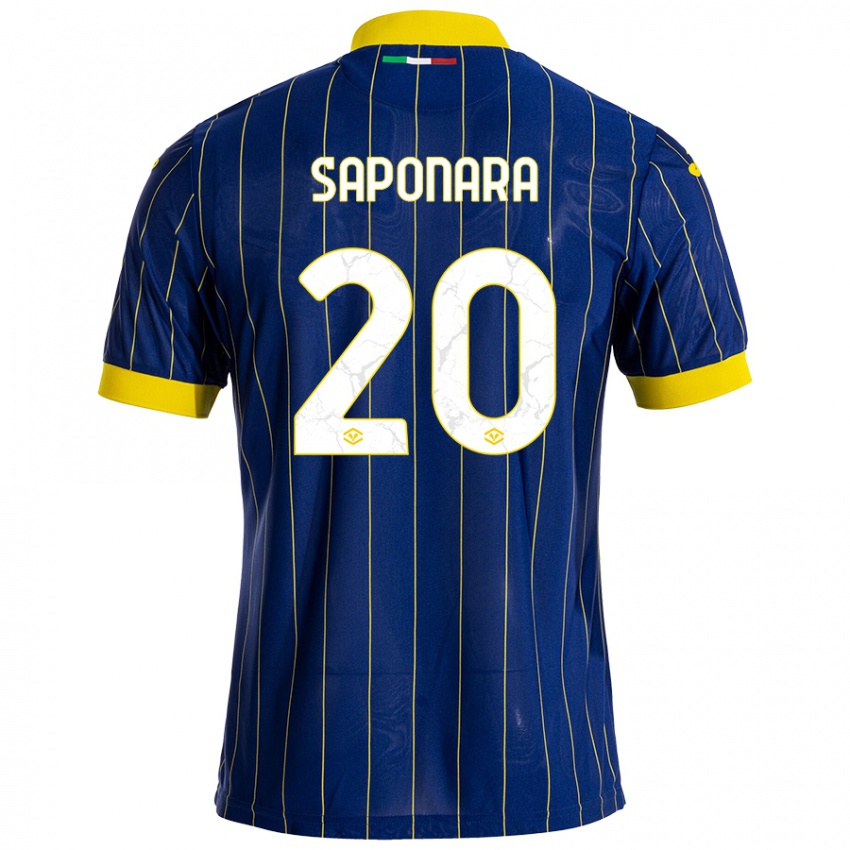 Niño Camiseta Riccardo Saponara #20 Azul Amarillo 1ª Equipación 2024/25 La Camisa