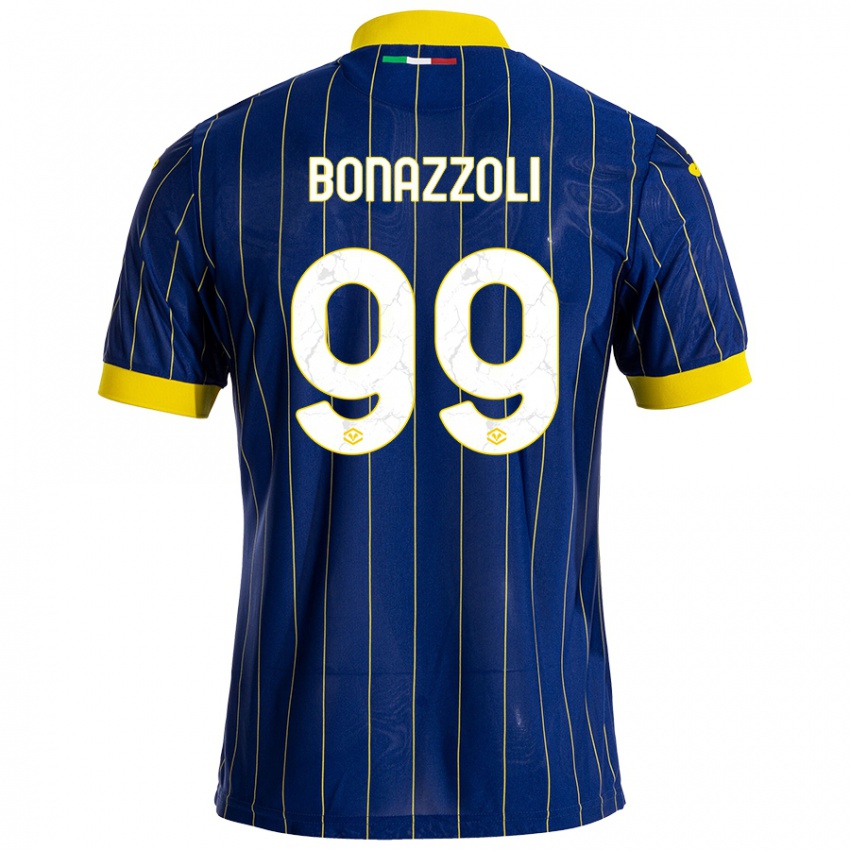 Niño Camiseta Federico Bonazzoli #99 Azul Amarillo 1ª Equipación 2024/25 La Camisa