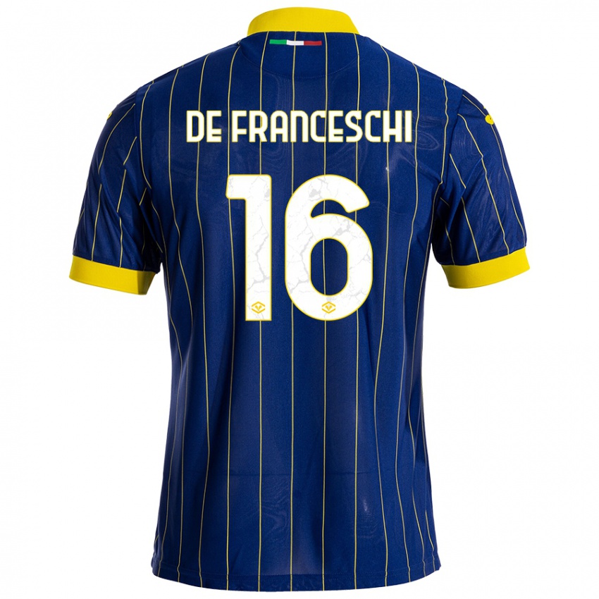 Niño Camiseta Edoardo De Franceschi #16 Azul Amarillo 1ª Equipación 2024/25 La Camisa