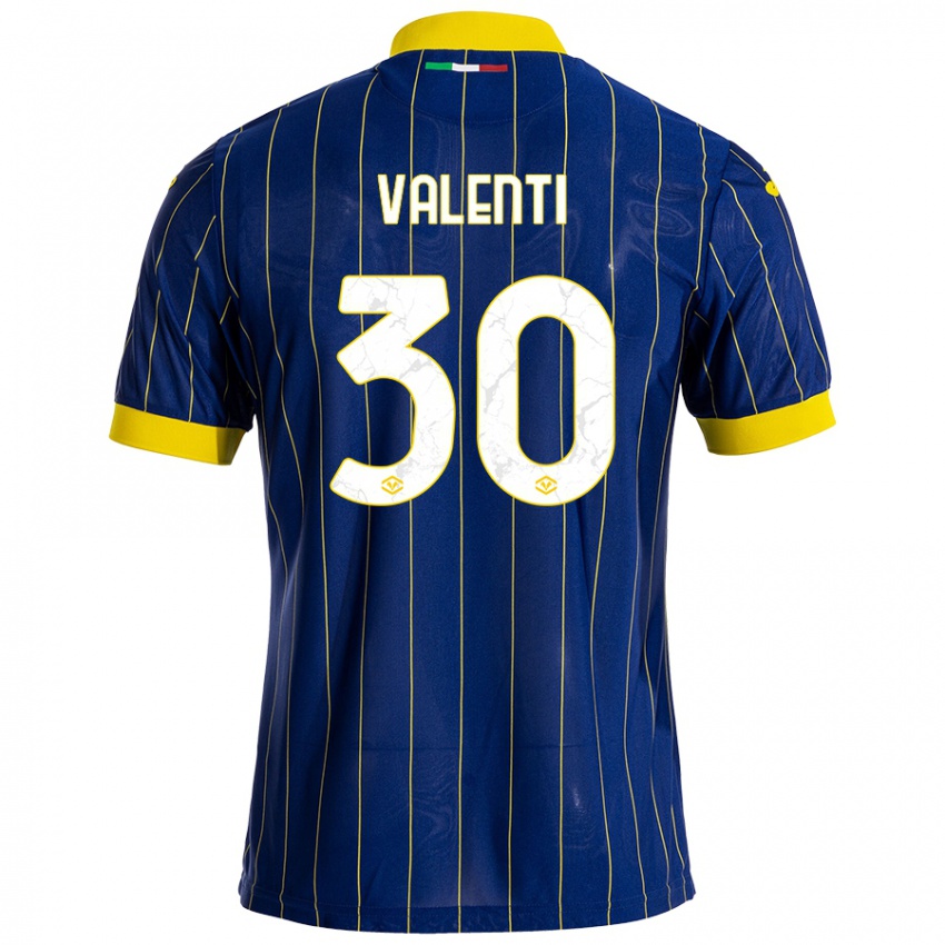 Niño Camiseta Francesco Valenti #30 Azul Amarillo 1ª Equipación 2024/25 La Camisa