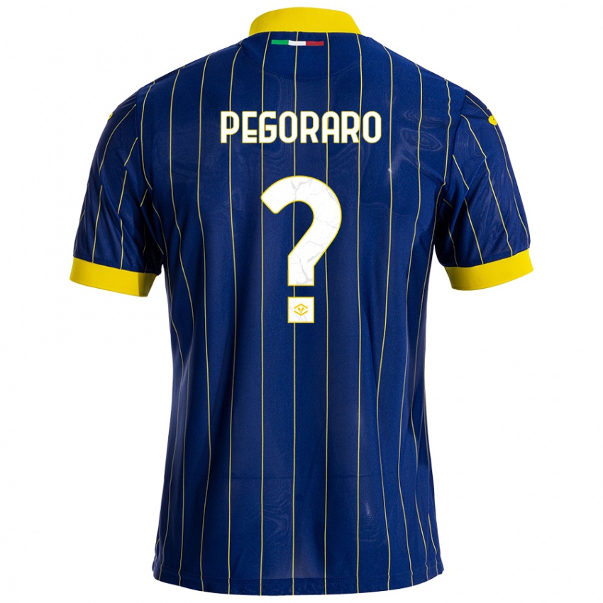 Niño Camiseta Leonardo Pegoraro #0 Azul Amarillo 1ª Equipación 2024/25 La Camisa