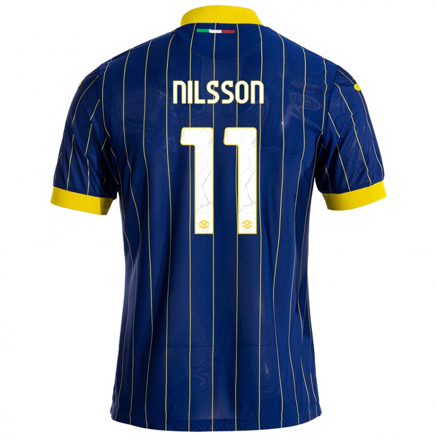 Niño Camiseta Sara Nilsson #11 Azul Amarillo 1ª Equipación 2024/25 La Camisa