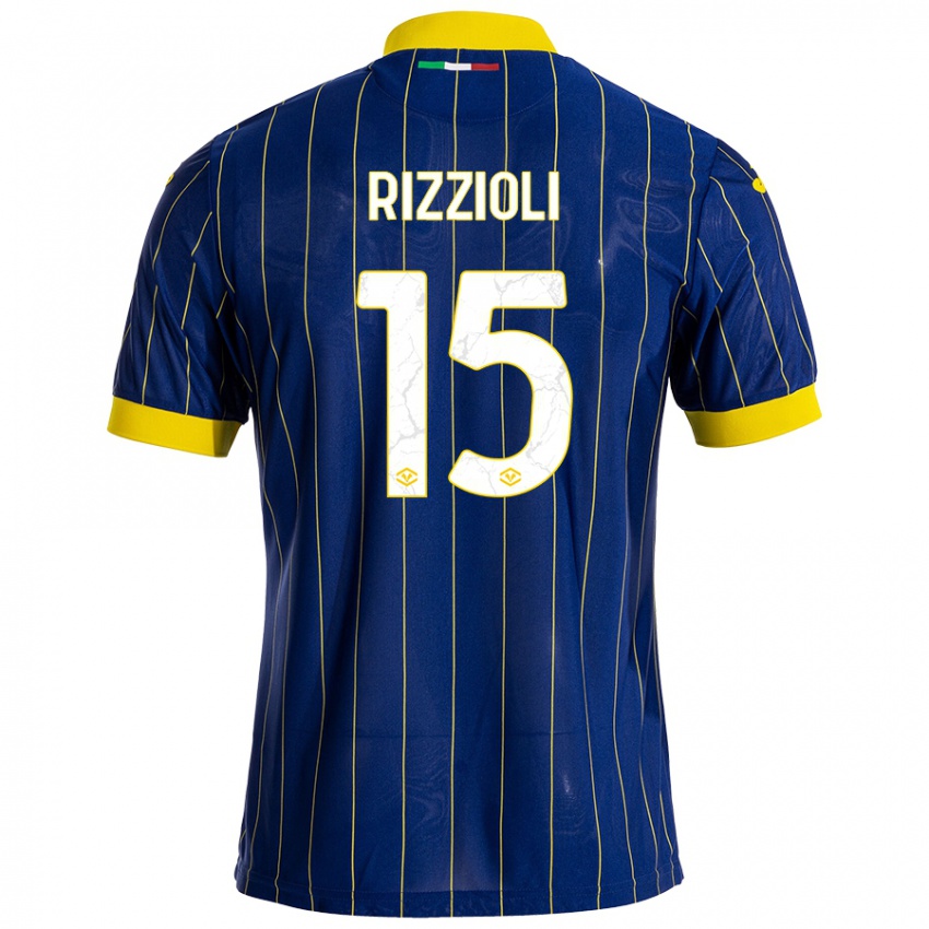 Niño Camiseta Gaia Rizzioli #15 Azul Amarillo 1ª Equipación 2024/25 La Camisa