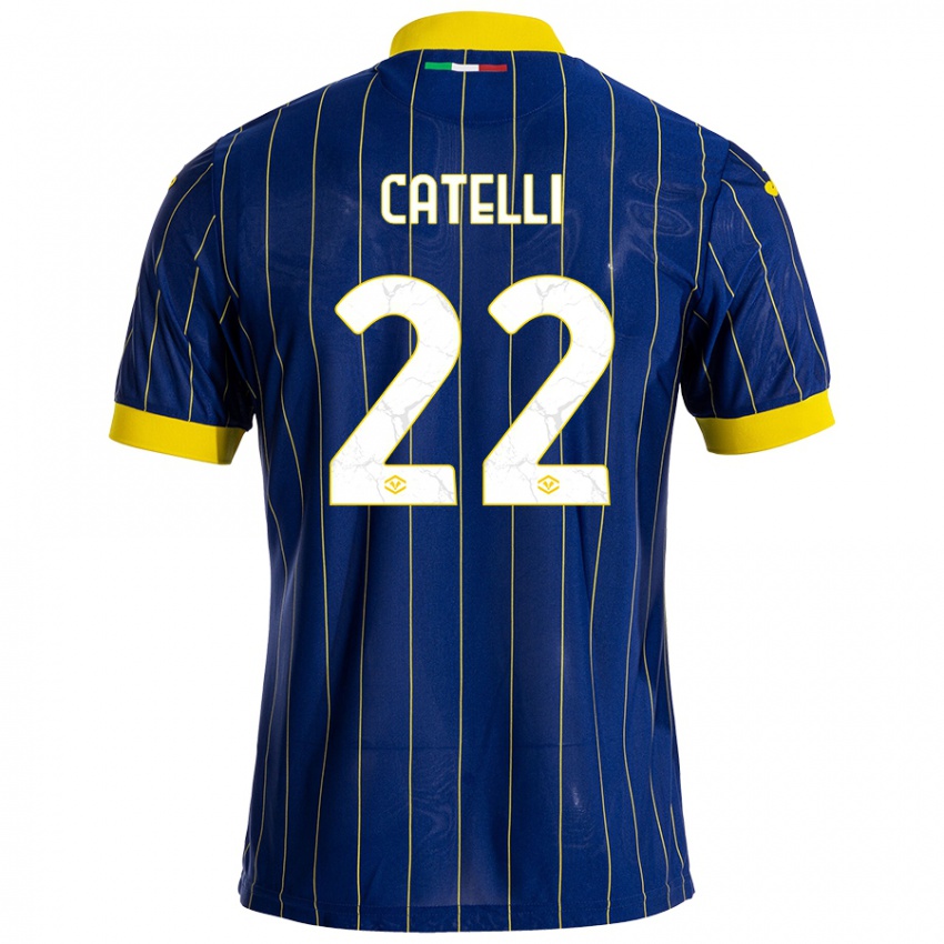 Niño Camiseta Anna Catelli #22 Azul Amarillo 1ª Equipación 2024/25 La Camisa