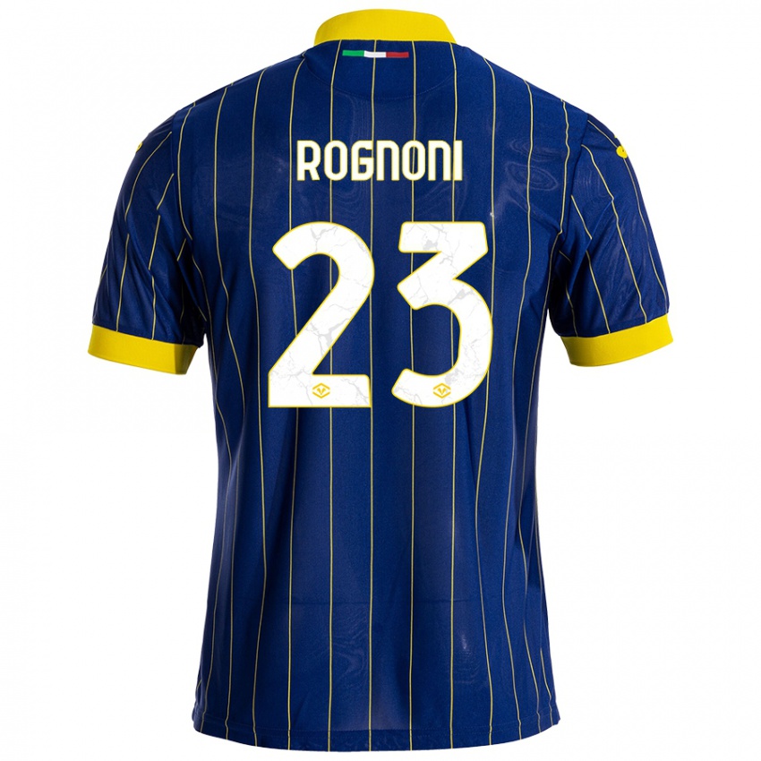 Niño Camiseta Alessia Rognoni #23 Azul Amarillo 1ª Equipación 2024/25 La Camisa