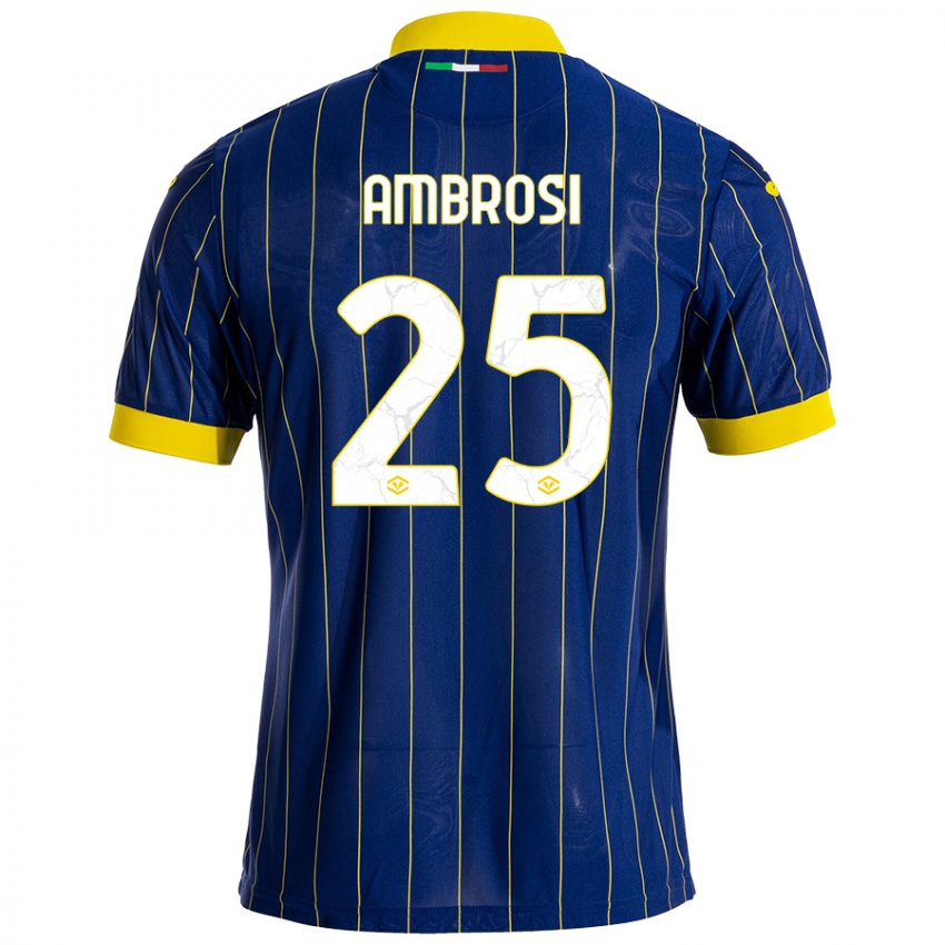 Niño Camiseta Caterina Ambrosi #25 Azul Amarillo 1ª Equipación 2024/25 La Camisa