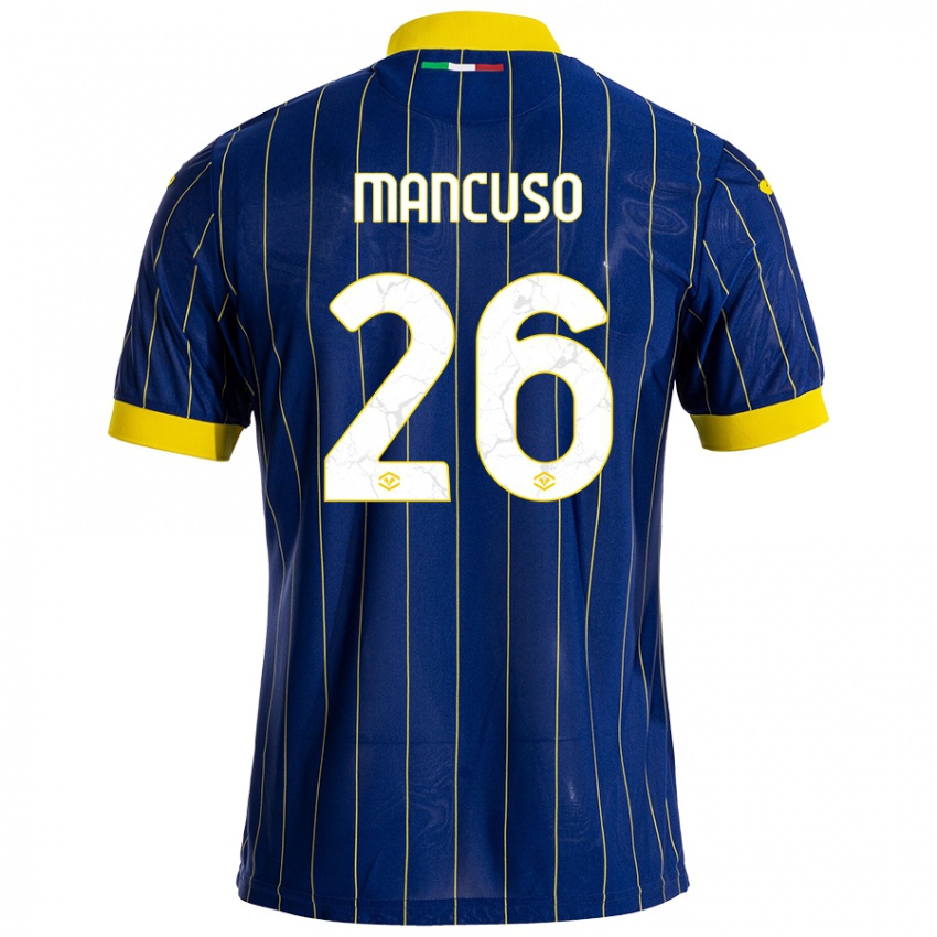 Niño Camiseta Giulia Mancuso #26 Azul Amarillo 1ª Equipación 2024/25 La Camisa