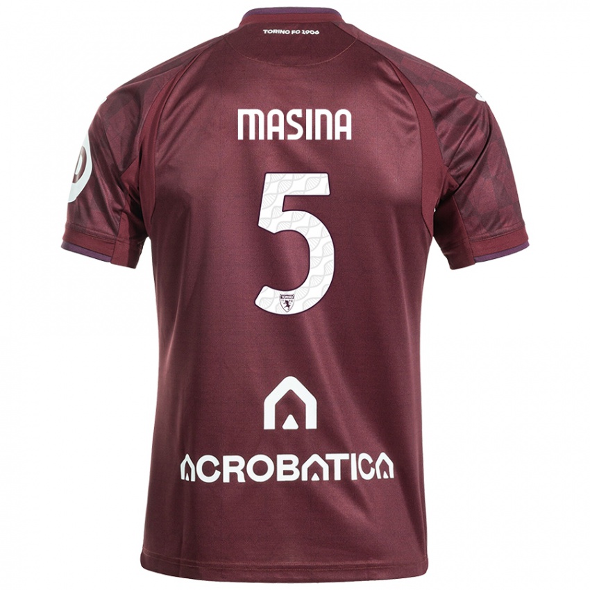 Niño Camiseta Adam Masina #5 Granate Blanco 1ª Equipación 2024/25 La Camisa