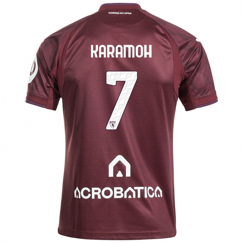 Niño Camiseta Yann Karamoh #7 Granate Blanco 1ª Equipación 2024/25 La Camisa