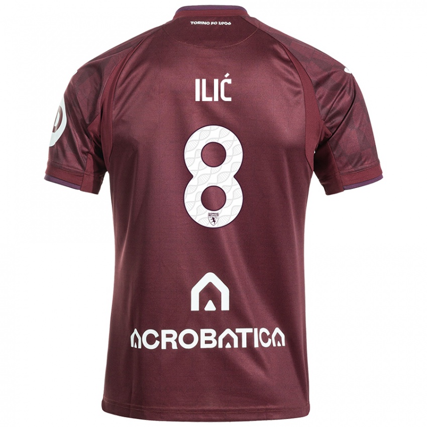 Niño Camiseta Ivan Ilić #8 Granate Blanco 1ª Equipación 2024/25 La Camisa