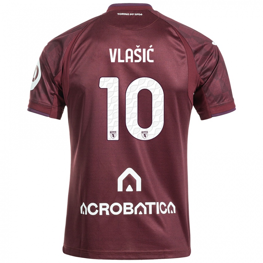 Niño Camiseta Nikola Vlasic #10 Granate Blanco 1ª Equipación 2024/25 La Camisa