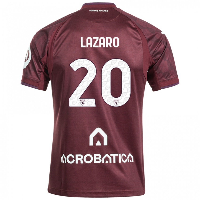 Niño Camiseta Valentino Lazaro #20 Granate Blanco 1ª Equipación 2024/25 La Camisa